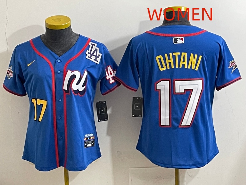 Women 2025 Los Angeles Dodgers #17 Ohtani Blue Nike 2025 MLB All Star Jersey style 002